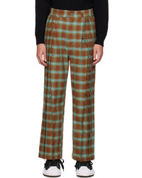 Pantalon chino en laine à carreaux marron Jieda