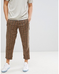 Pantalon chino en laine à carreaux marron Selected Homme