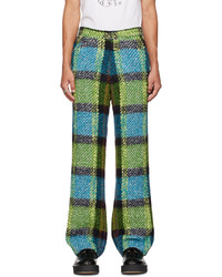Pantalon chino en laine à carreaux multicolore Anna Sui