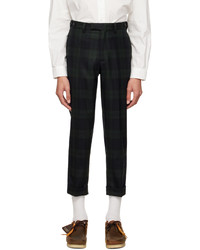 Pantalon chino en laine à carreaux noir Beams Plus