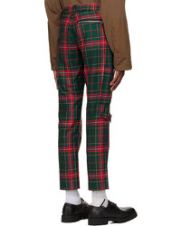 Pantalon chino en laine à carreaux vert foncé Undercover