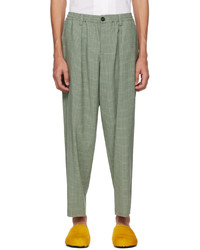 Pantalon chino en laine à carreaux vert menthe