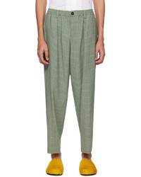 Pantalon chino en laine à carreaux vert menthe Marni