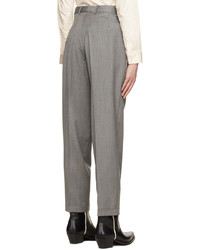Pantalon chino en laine à chevrons gris Molly Goddard