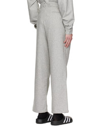 Pantalon chino en laine à chevrons gris Saintwoods