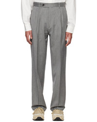 Pantalon chino en laine à chevrons gris mfpen
