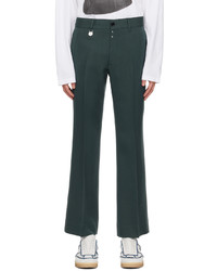 Pantalon chino en laine à chevrons vert foncé MM6 MAISON MARGIELA