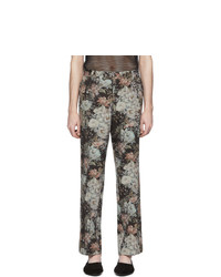 Pantalon chino en laine à fleurs noir