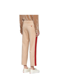 Pantalon chino en laine à rayures verticales beige Sies Marjan