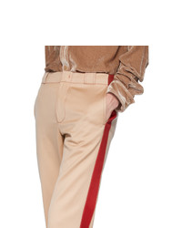 Pantalon chino en laine à rayures verticales beige Sies Marjan