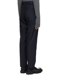 Pantalon chino en laine à rayures verticales bleu marine Camiel Fortgens