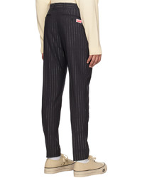 Pantalon chino en laine à rayures verticales gris foncé Kenzo