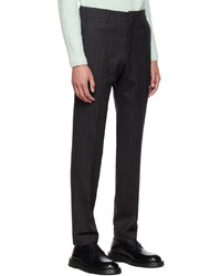 Pantalon chino en laine à rayures verticales gris foncé AMI Alexandre Mattiussi