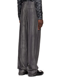 Pantalon chino en laine à rayures verticales gris foncé Versace
