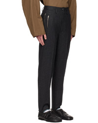 Pantalon chino en laine à rayures verticales gris foncé Hed Mayner