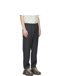 Pantalon chino en laine à rayures verticales gris foncé Gucci