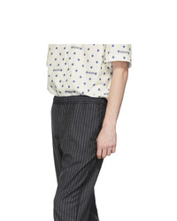 Pantalon chino en laine à rayures verticales gris foncé Gucci