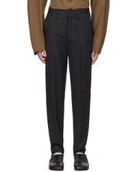Pantalon chino en laine à rayures verticales gris foncé Hed Mayner