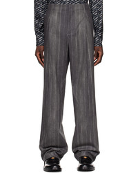 Pantalon chino en laine à rayures verticales gris foncé Versace