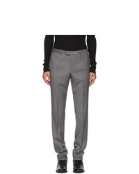 Pantalon chino en laine à rayures verticales gris
