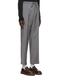 Pantalon chino en laine à rayures verticales gris Winnie New York