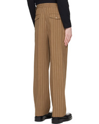 Pantalon chino en laine à rayures verticales marron clair Filippa K