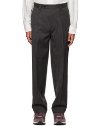 Pantalon chino en laine à rayures verticales marron foncé mfpen