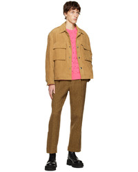Pantalon chino en laine à rayures verticales moutarde Solid Homme