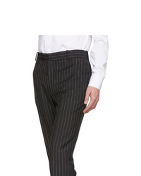 Pantalon chino en laine à rayures verticales noir et blanc Alexander McQueen