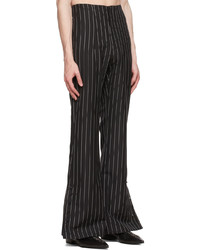 Pantalon chino en laine à rayures verticales noir ARTURO OBEGERO
