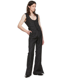 Pantalon chino en laine à rayures verticales noir ARTURO OBEGERO