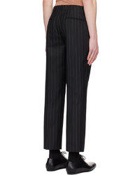Pantalon chino en laine à rayures verticales noir Dries Van Noten