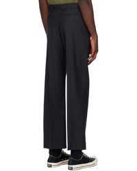 Pantalon chino en laine à rayures verticales noir Palmes