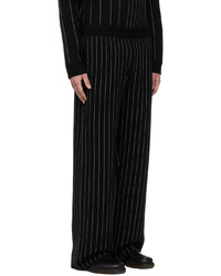Pantalon chino en laine à rayures verticales noir Joseph