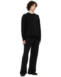 Pantalon chino en laine à rayures verticales noir Joseph