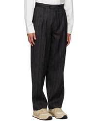Pantalon chino en laine à rayures verticales noir mfpen