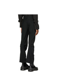 Pantalon chino en laine à rayures verticales noir We11done