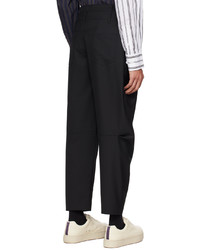 Pantalon chino en laine à rayures verticales noir Feng Chen Wang