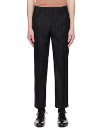 Pantalon chino en laine à rayures verticales noir Dries Van Noten