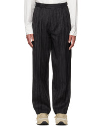 Pantalon chino en laine à rayures verticales noir mfpen