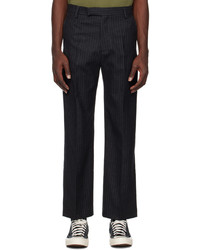 Pantalon chino en laine à rayures verticales noir Palmes