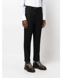 Pantalon chino en laine à rayures verticales noir Brunello Cucinelli