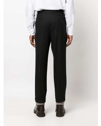 Pantalon chino en laine à rayures verticales noir Brunello Cucinelli
