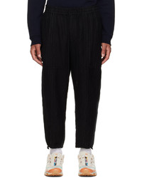 Pantalon chino en laine à rayures verticales noir The Viridi-anne