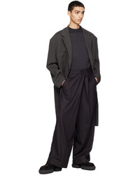 Pantalon chino en laine à rayures verticales pourpre foncé Hed Mayner