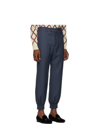 Pantalon chino en laine bleu marine Gucci