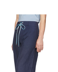 Pantalon chino en laine bleu marine Lanvin