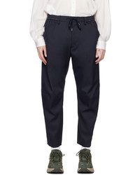 Pantalon chino en laine bleu marine Fumito Ganryu