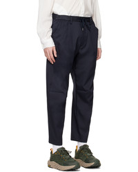 Pantalon chino en laine bleu marine Fumito Ganryu