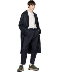 Pantalon chino en laine bleu marine Fumito Ganryu